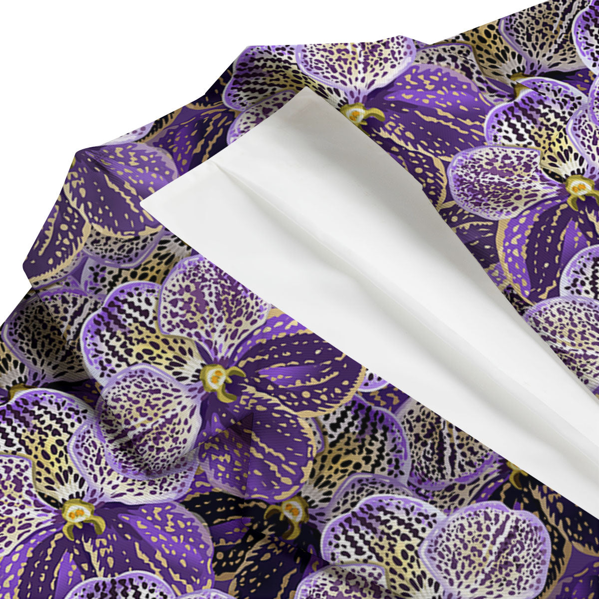 Flower Orchid Purple Print Pattern Men's Blazer-grizzshop