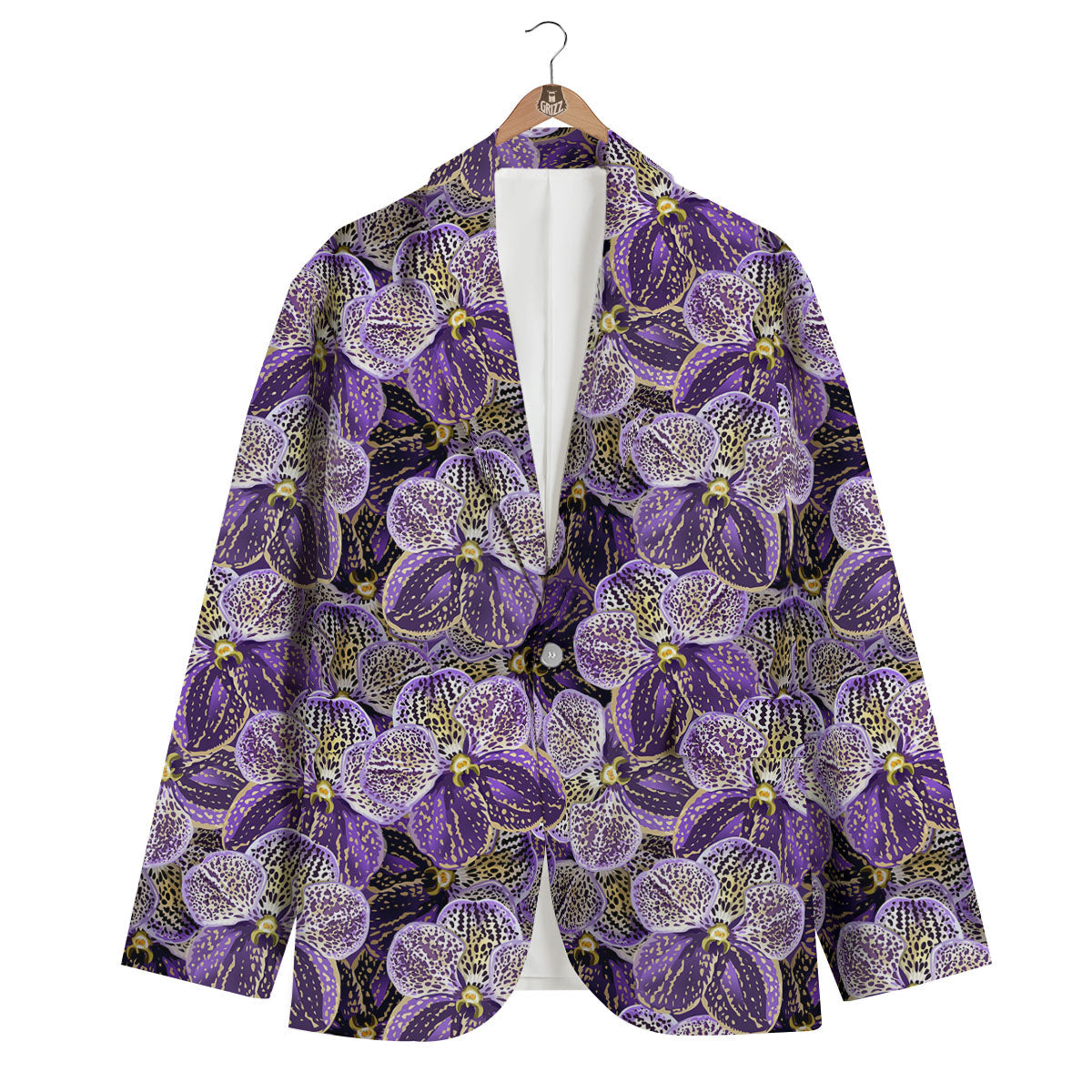 Flower Orchid Purple Print Pattern Men's Blazer-grizzshop