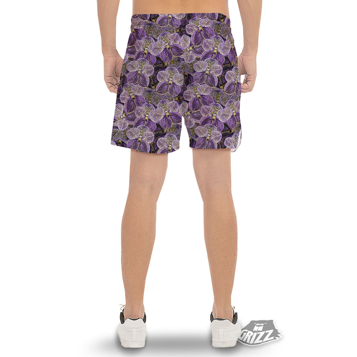 Flower Orchid Purple Print Pattern Men's Gym Shorts-grizzshop