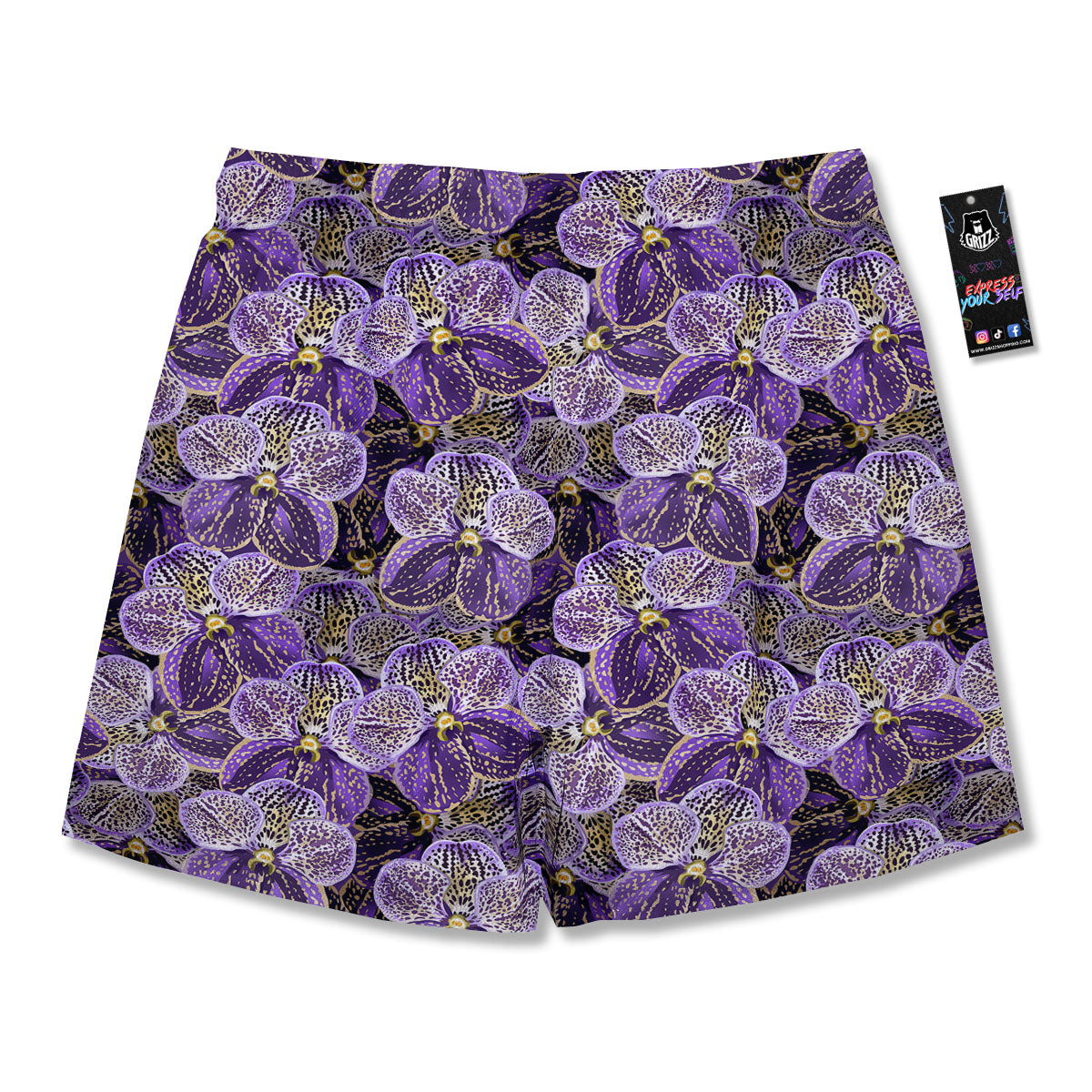 Flower Orchid Purple Print Pattern Men's Running Shorts-grizzshop