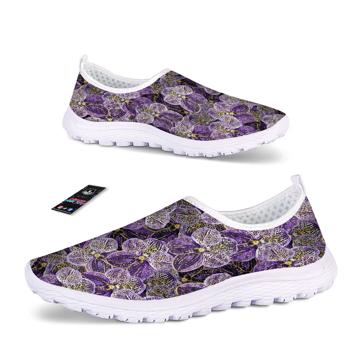 Flower Orchid Purple Print Pattern Nurse Shoes-grizzshop