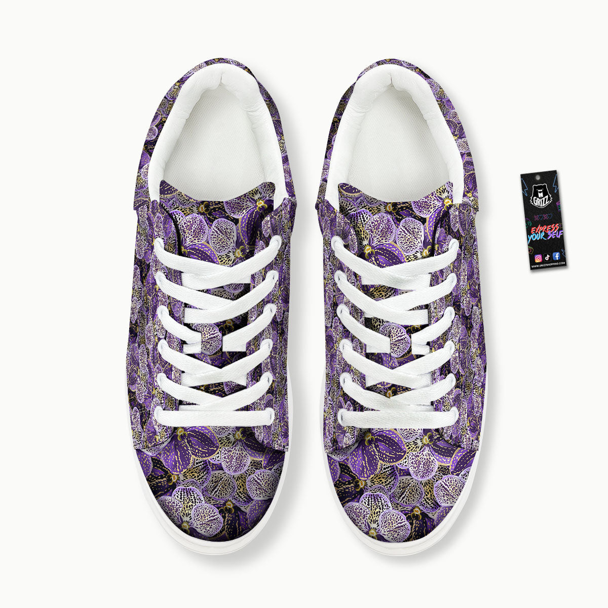 Flower Orchid Purple Print Pattern Platform Shoes-grizzshop