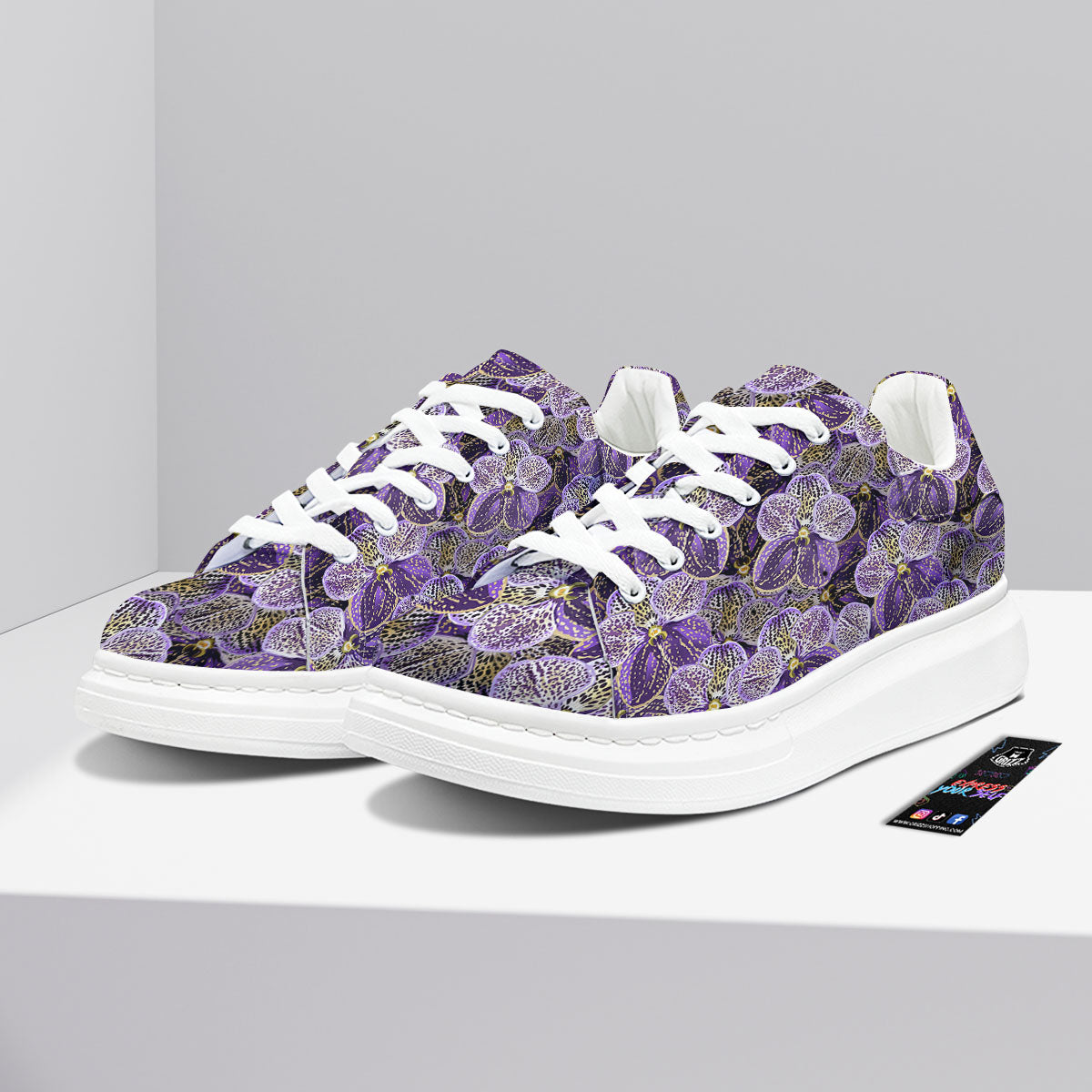 Flower Orchid Purple Print Pattern Platform Shoes-grizzshop