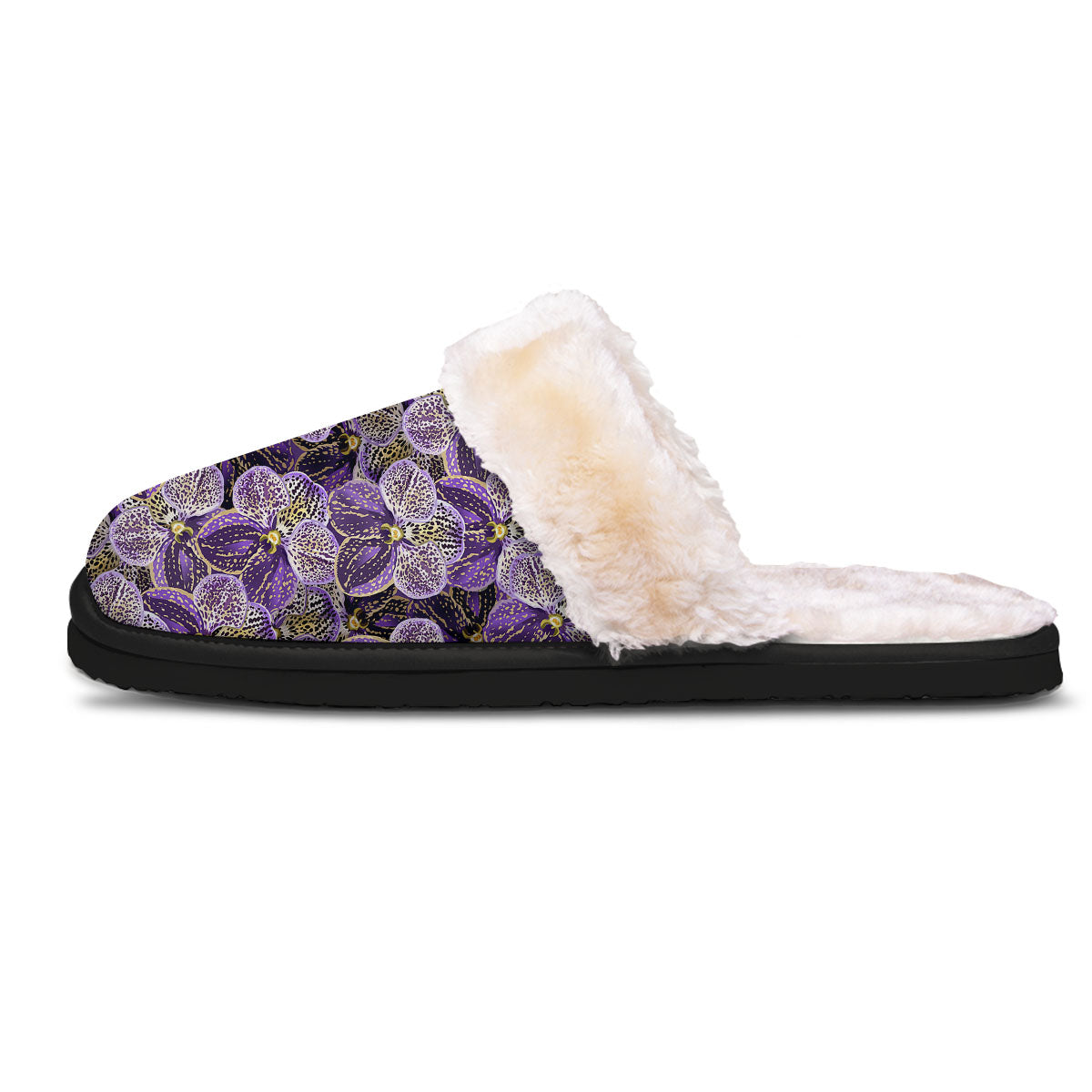 Flower Orchid Purple Print Pattern Slippers-grizzshop
