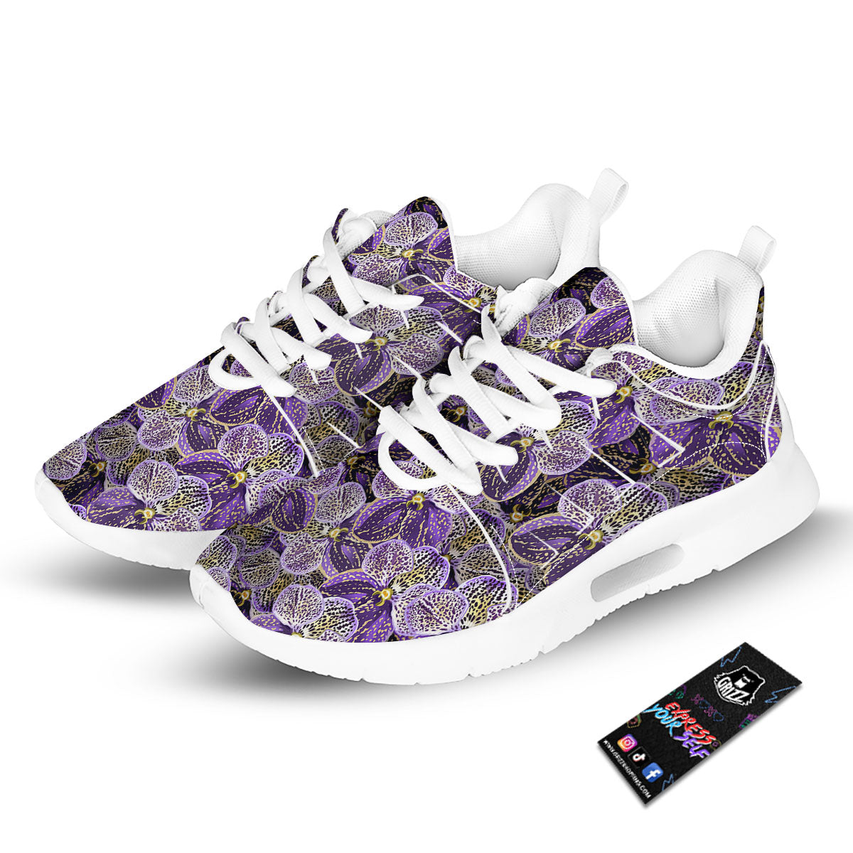 Flower Orchid Purple Print Pattern Tennis Shoes-grizzshop