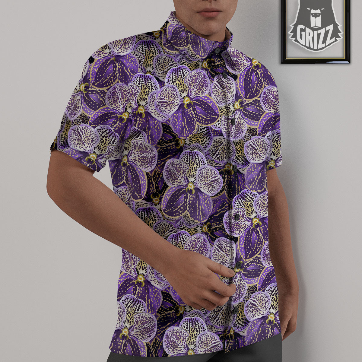 Flower Orchid Purple Print Pattern Untucked Shirts-grizzshop