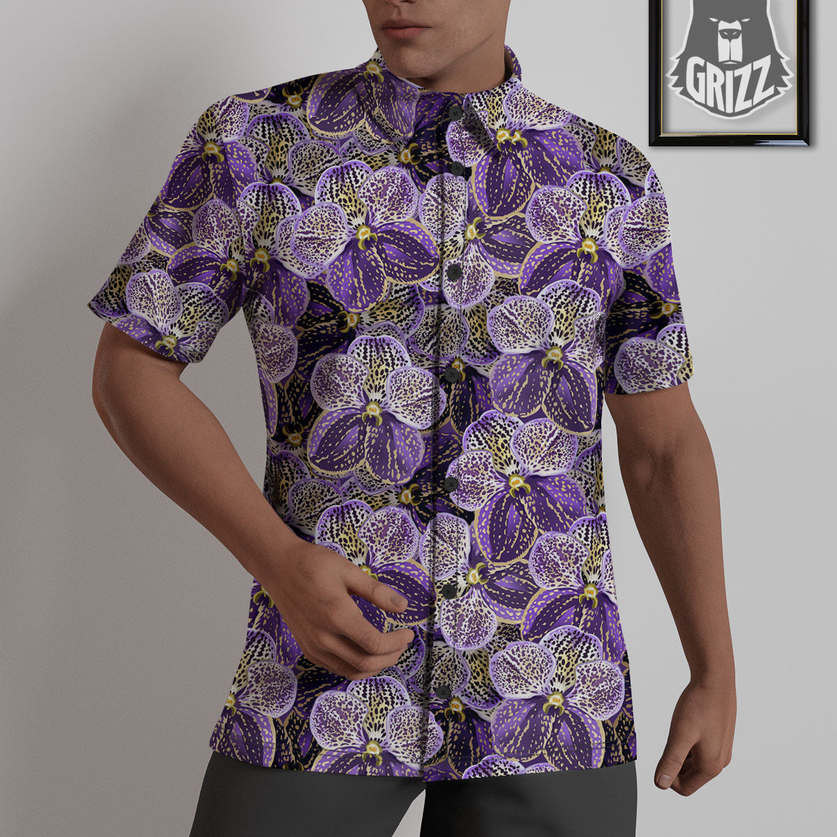 Flower Orchid Purple Print Pattern Untucked Shirts-grizzshop