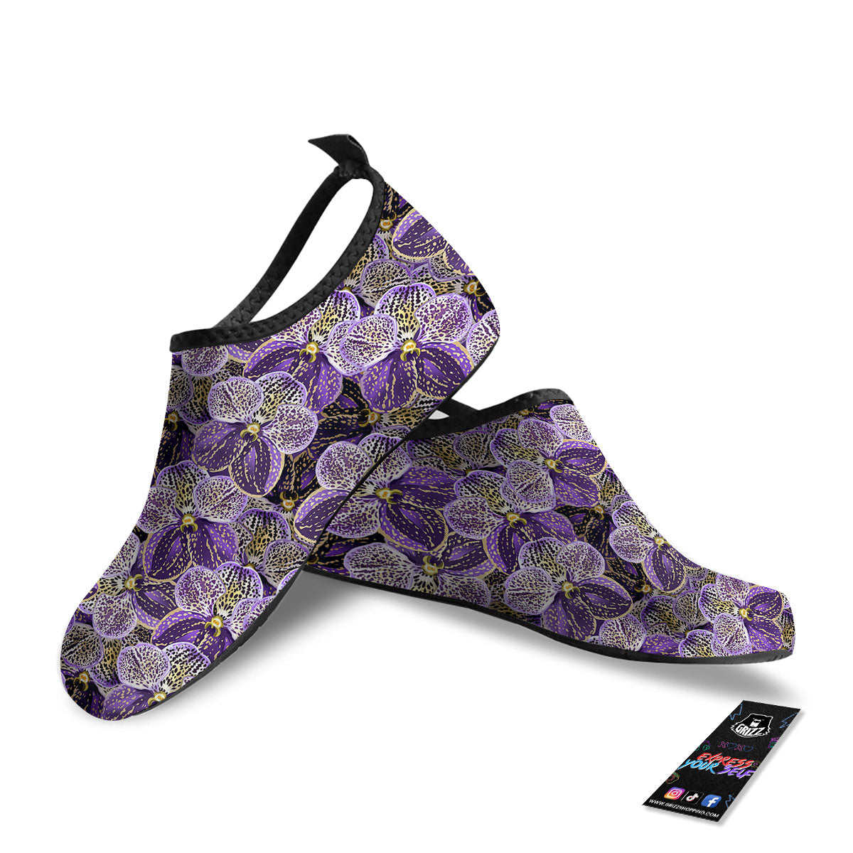 Flower Orchid Purple Print Pattern Water Shoes-grizzshop