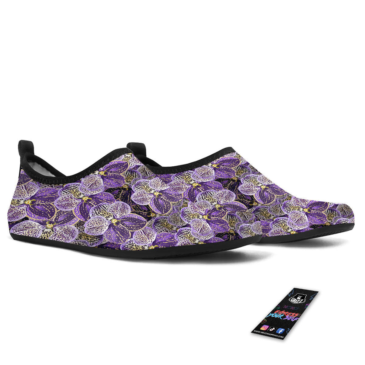 Flower Orchid Purple Print Pattern Water Shoes-grizzshop