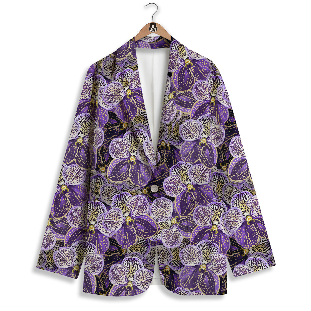 Flower Orchid Purple Print Pattern Women's Blazer-grizzshop