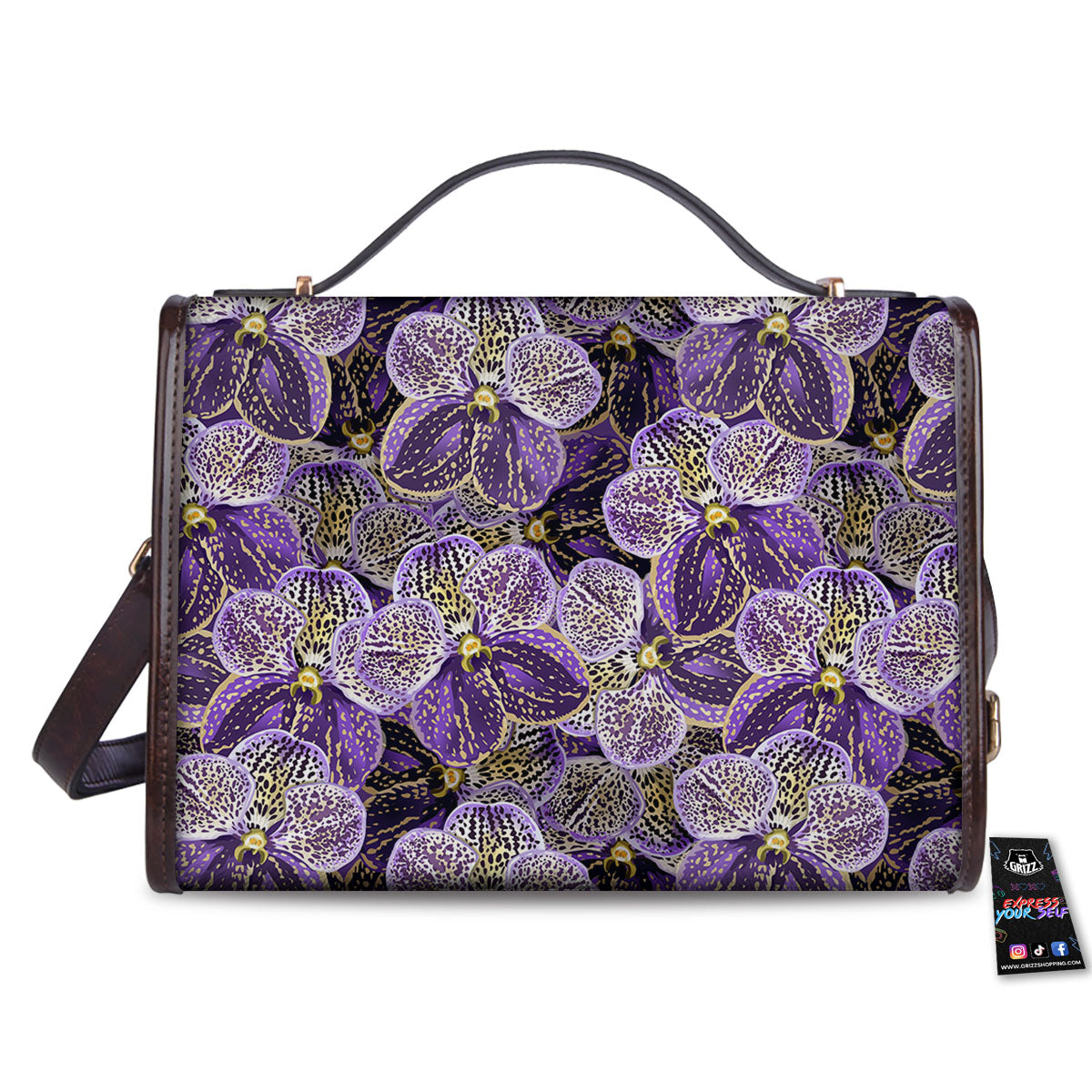 Flower Orchid Purple Print Pattern Women's Satchel Bag-grizzshop