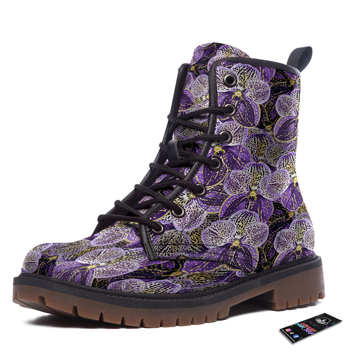 Flower Orchid Purple Print Pattern Work Boots-grizzshop