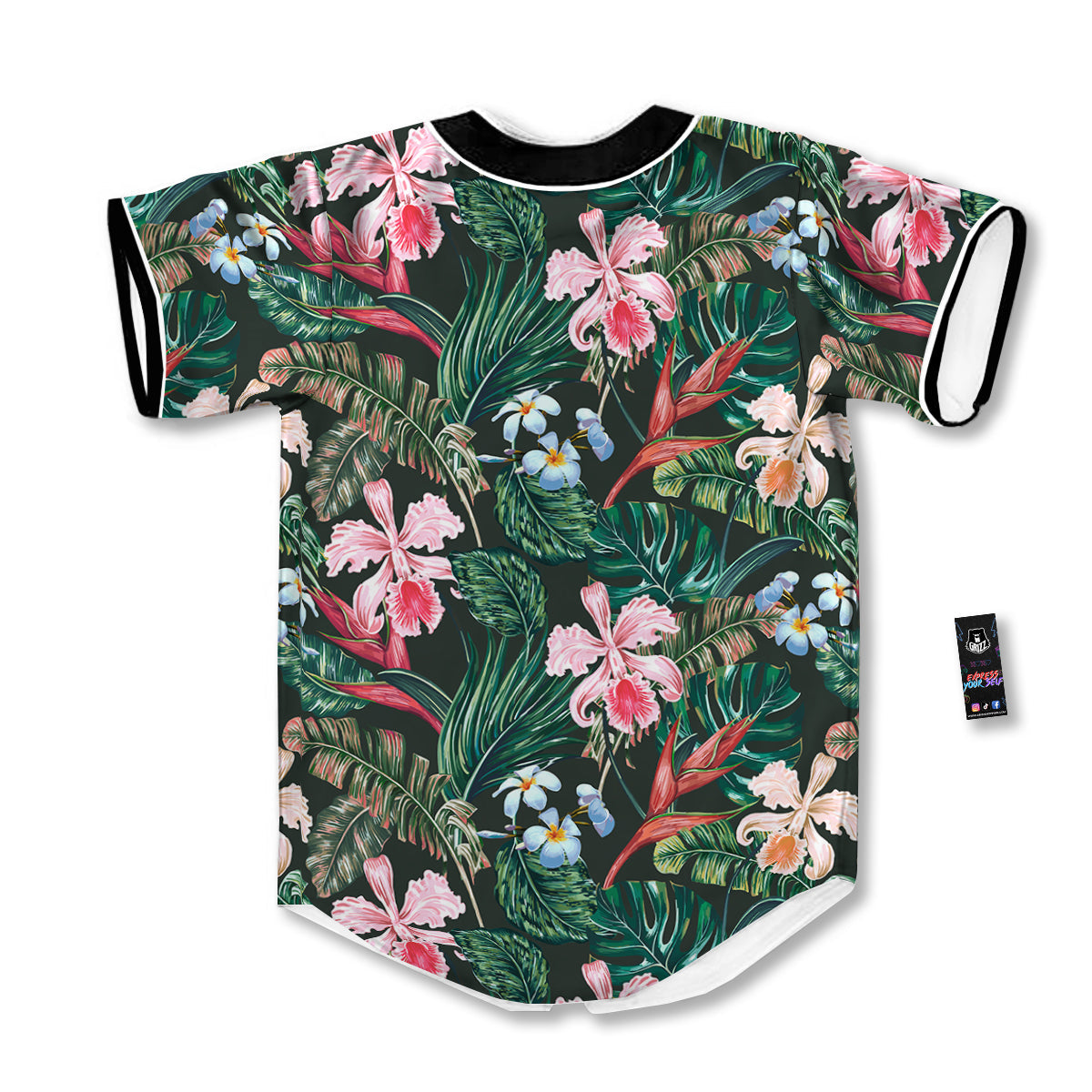 Flower Orchid Tropical Print Pattern Baseball Jersey-grizzshop