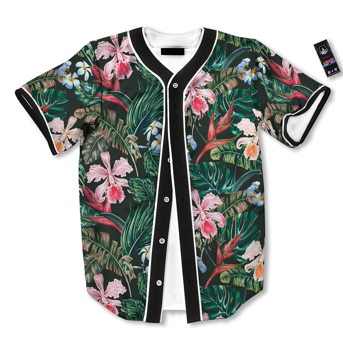 Flower Orchid Tropical Print Pattern Baseball Jersey-grizzshop
