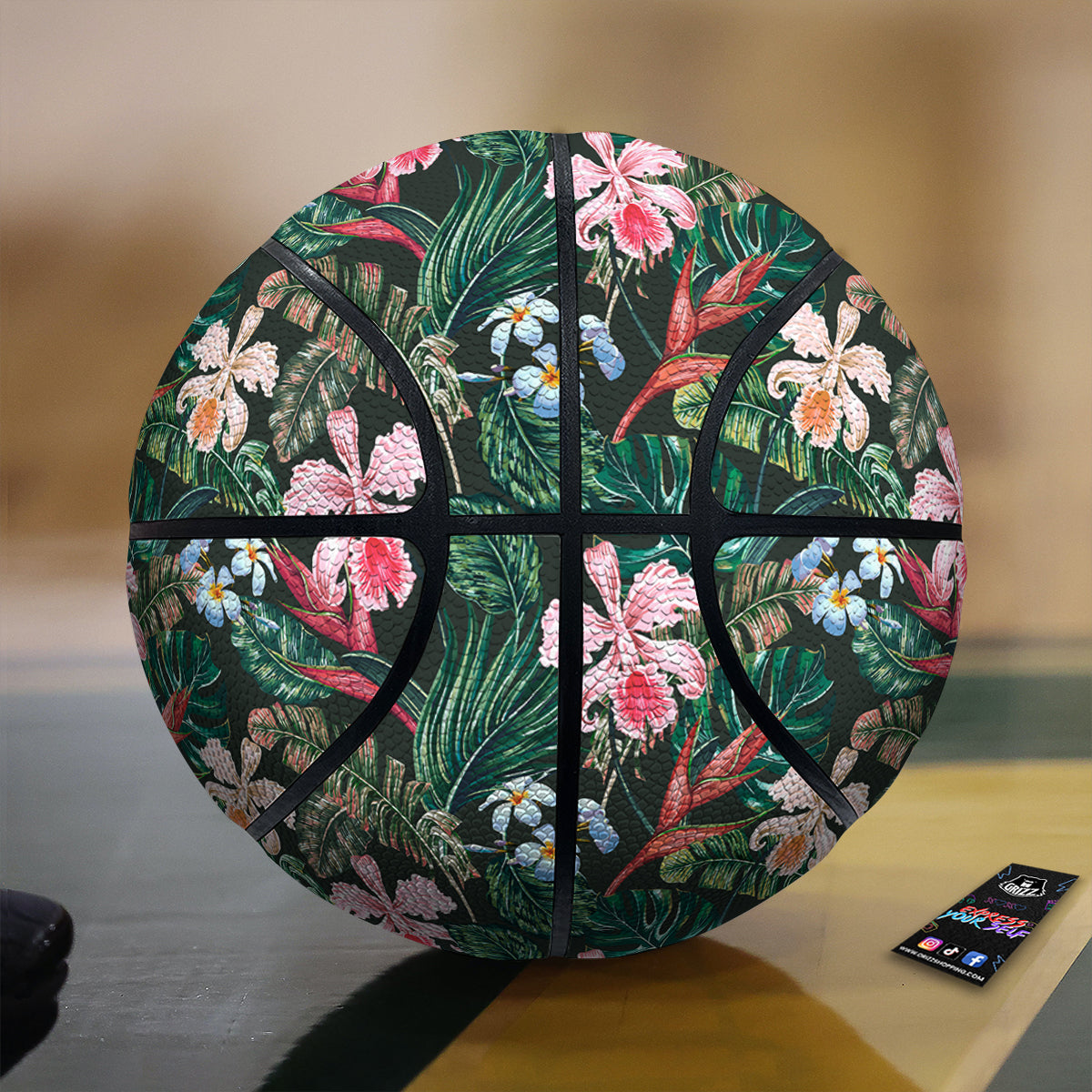 Flower Orchid Tropical Print Pattern Basketball