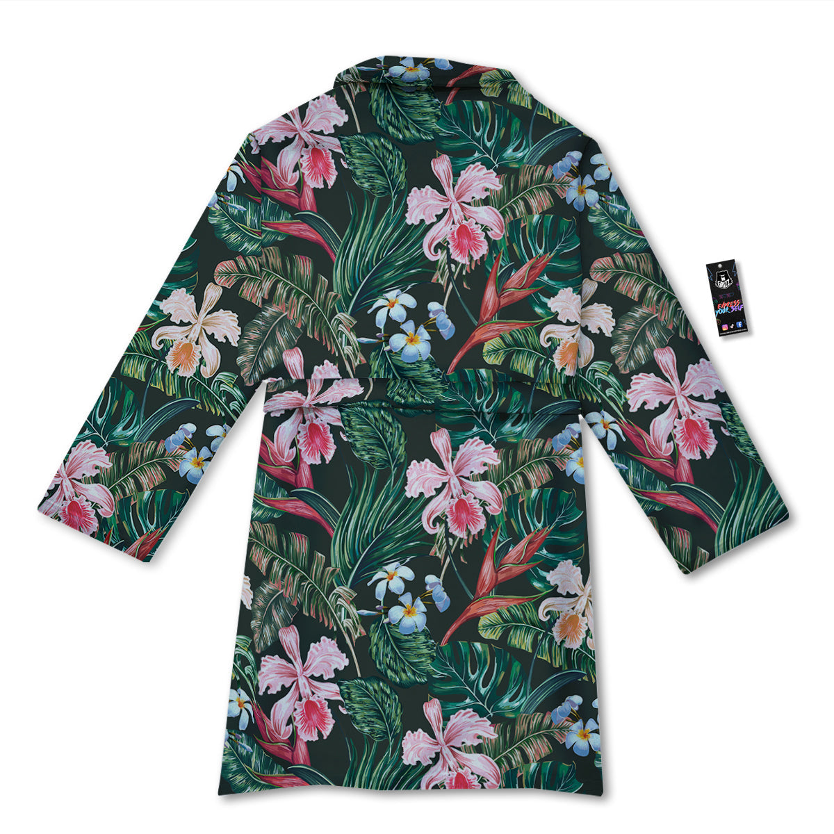 Flower Orchid Tropical Print Pattern Bathrobe-grizzshop