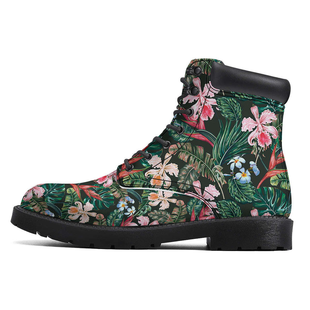 Flower Orchid Tropical Print Pattern Boots-grizzshop