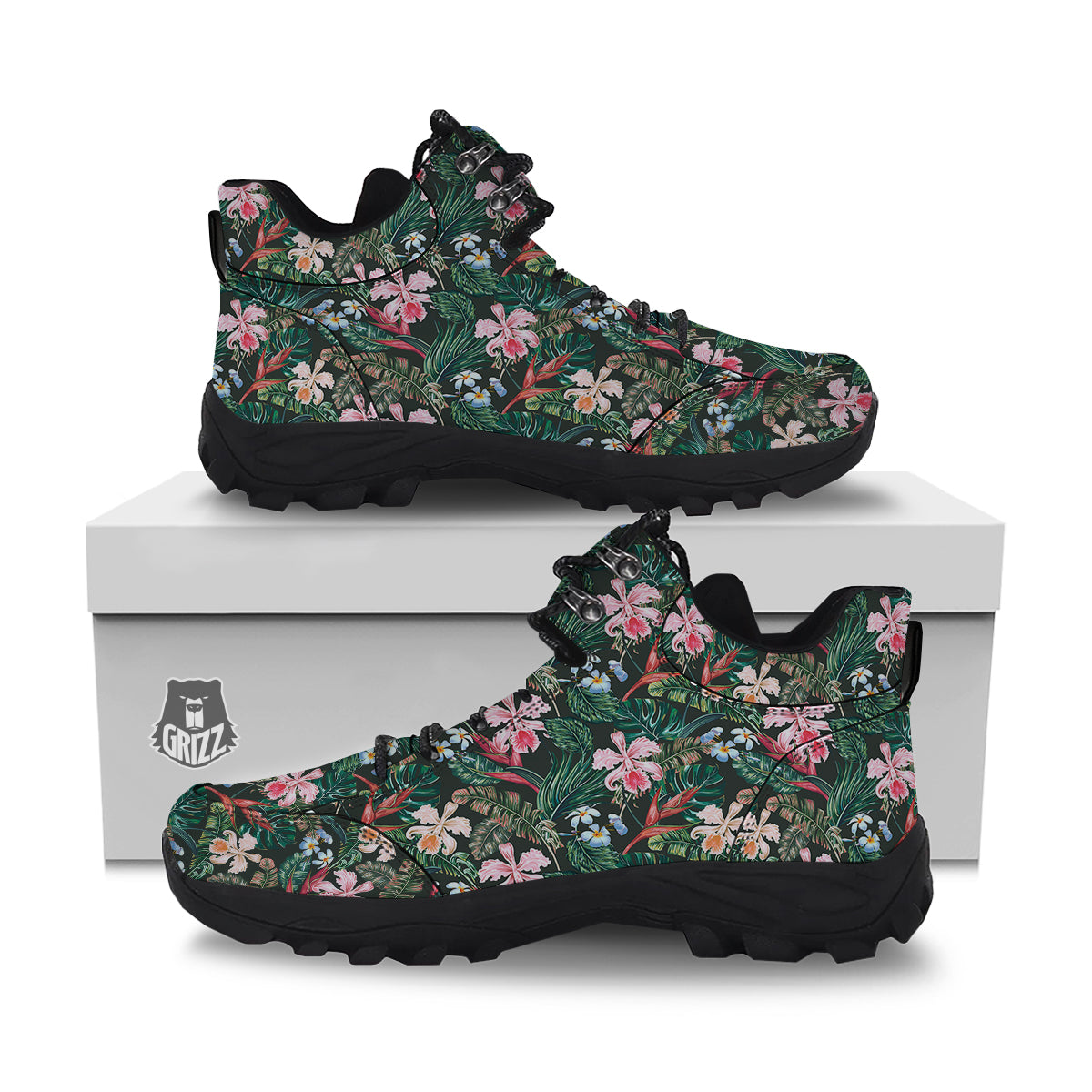 Flower Orchid Tropical Print Pattern Hiking Shoes-grizzshop