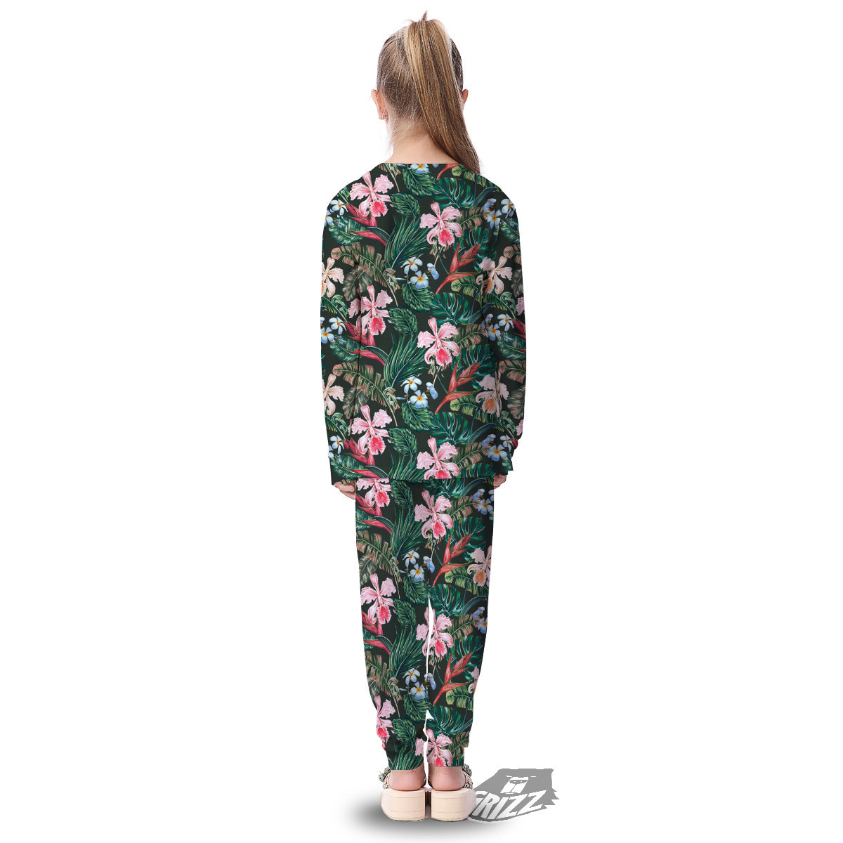 Flower Orchid Tropical Print Pattern Kid's Pajamas-grizzshop