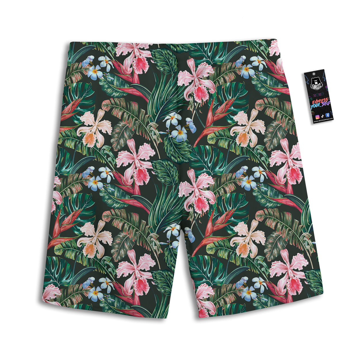 Flower Orchid Tropical Print Pattern Men's Athletic Shorts
