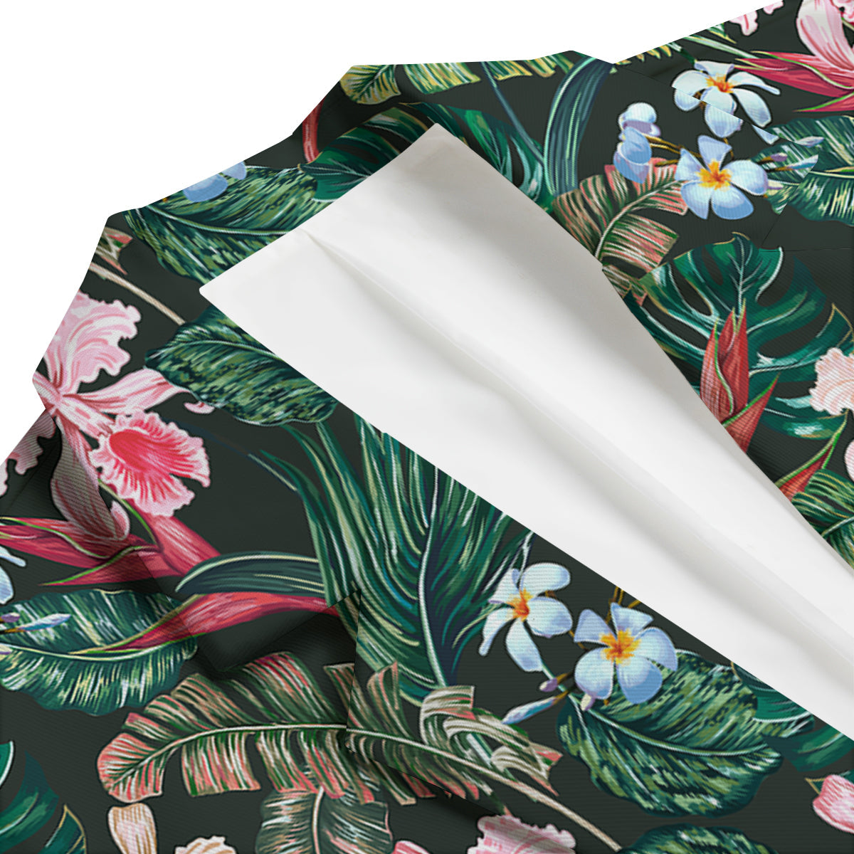 Flower Orchid Tropical Print Pattern Men's Blazer-grizzshop