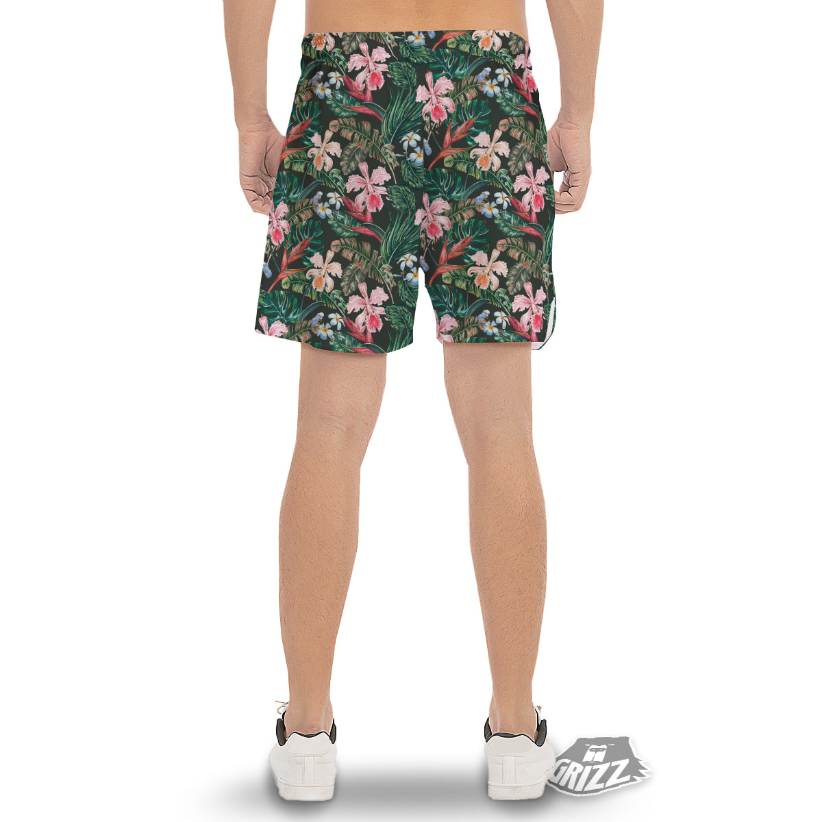 Flower Orchid Tropical Print Pattern Men's Gym Shorts-grizzshop