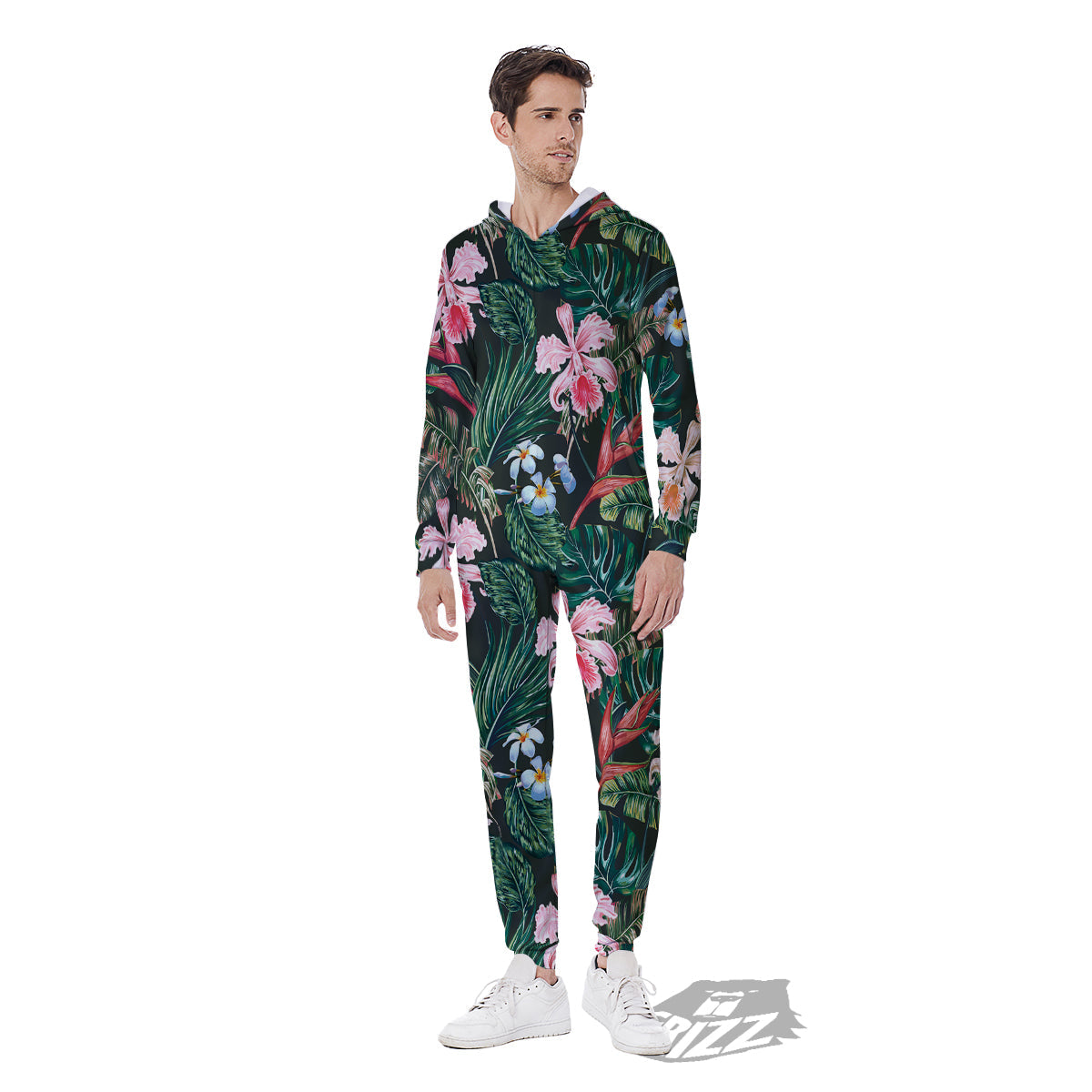 Flower Orchid Tropical Print Pattern Men's Jumpsuit-grizzshop