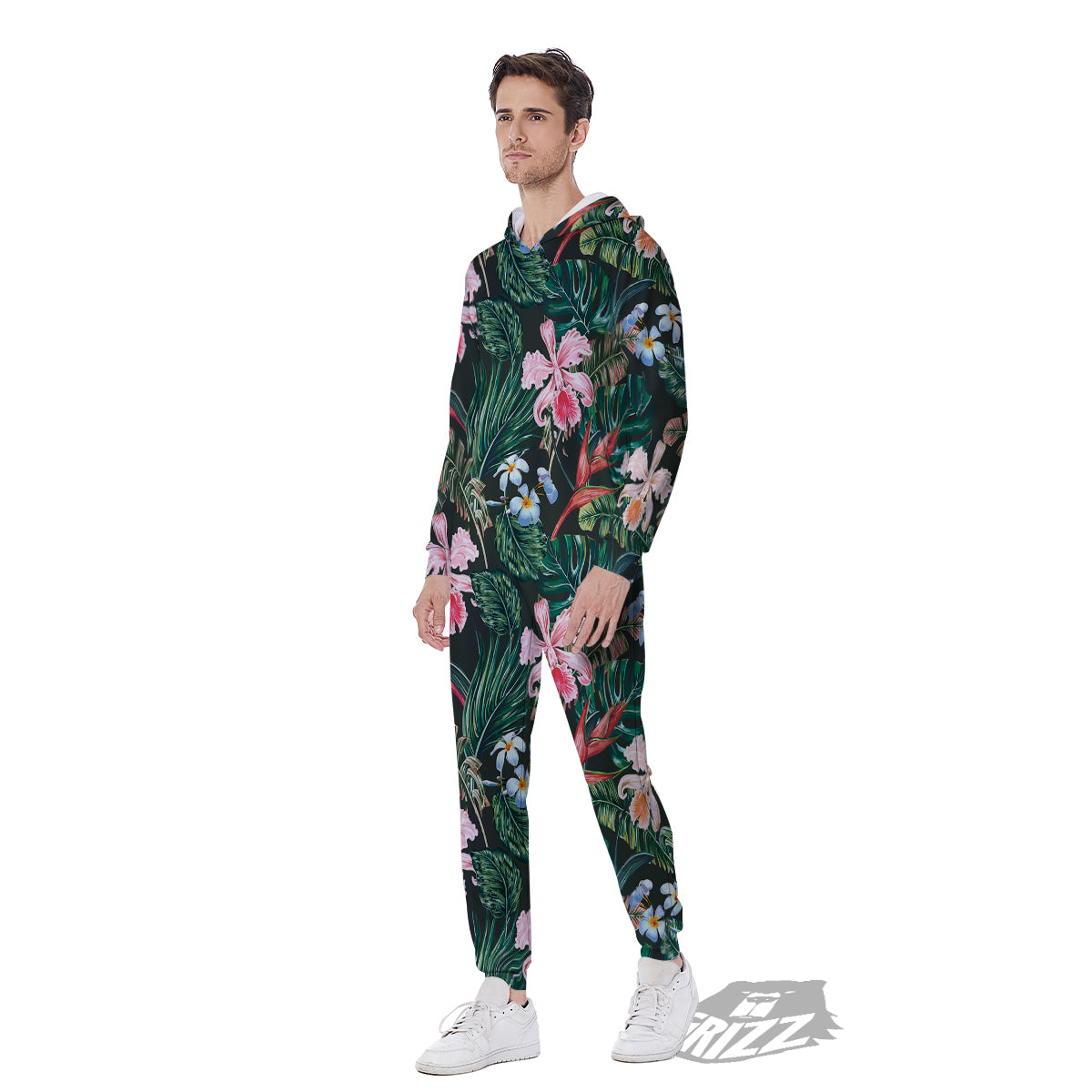 Flower Orchid Tropical Print Pattern Men's Jumpsuit-grizzshop