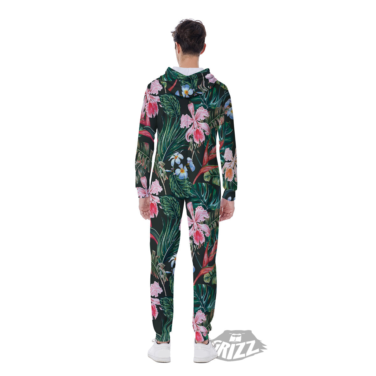 Flower Orchid Tropical Print Pattern Men's Jumpsuit-grizzshop