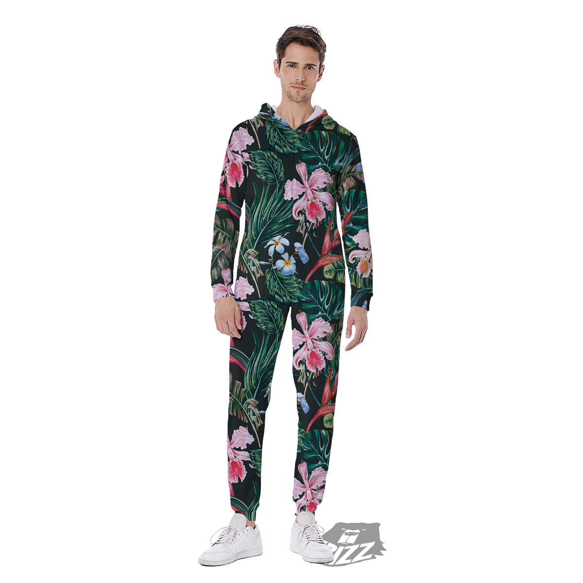 Flower Orchid Tropical Print Pattern Men's Jumpsuit-grizzshop