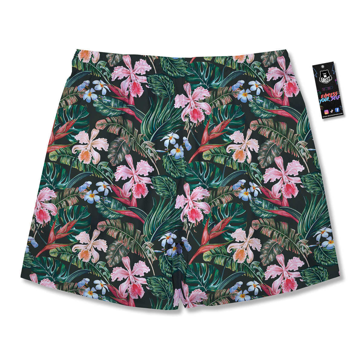 Flower Orchid Tropical Print Pattern Men's Running Shorts-grizzshop