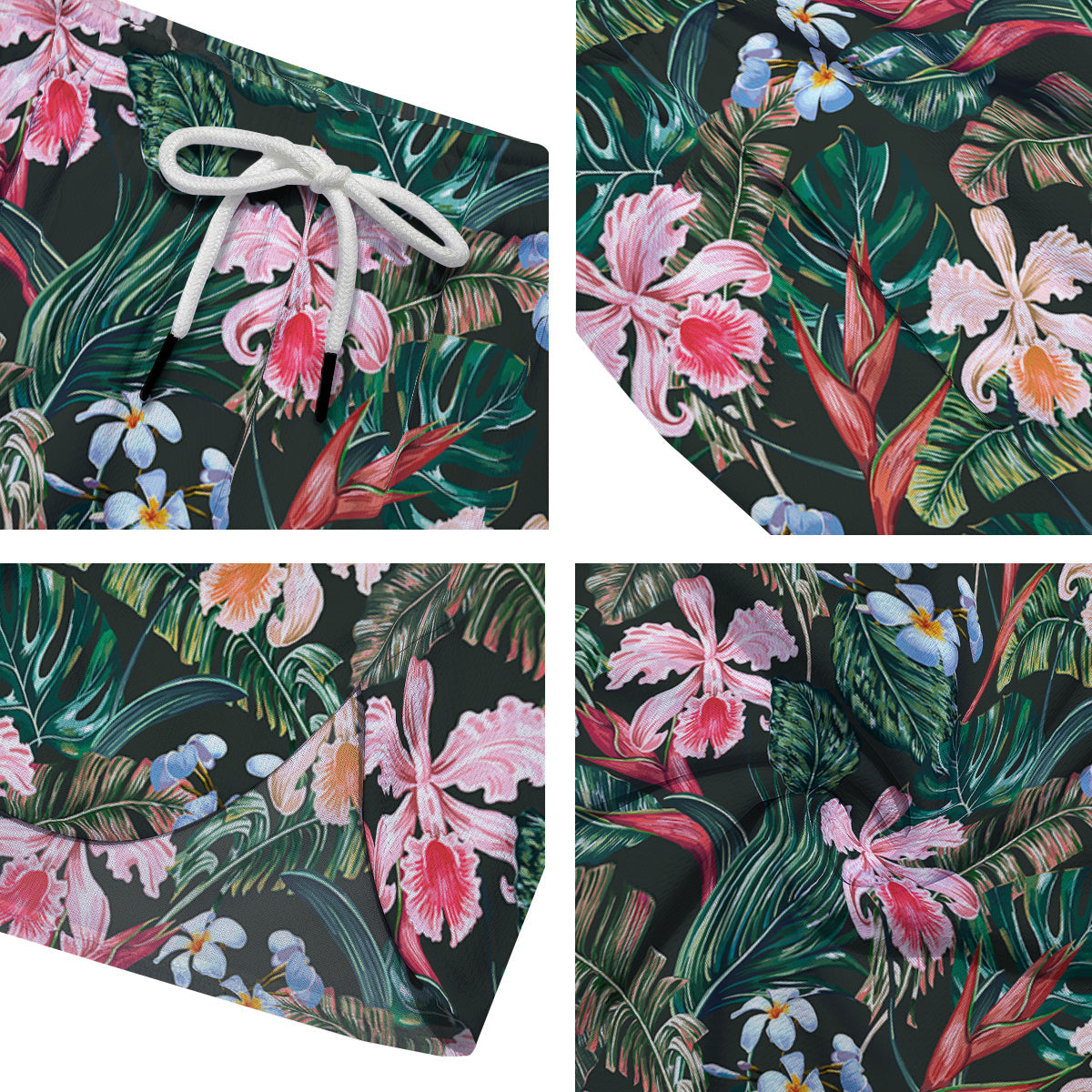 Flower Orchid Tropical Print Pattern Men's Running Shorts-grizzshop