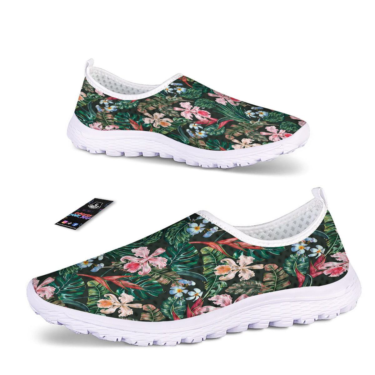 Flower Orchid Tropical Print Pattern Nurse Shoes-grizzshop