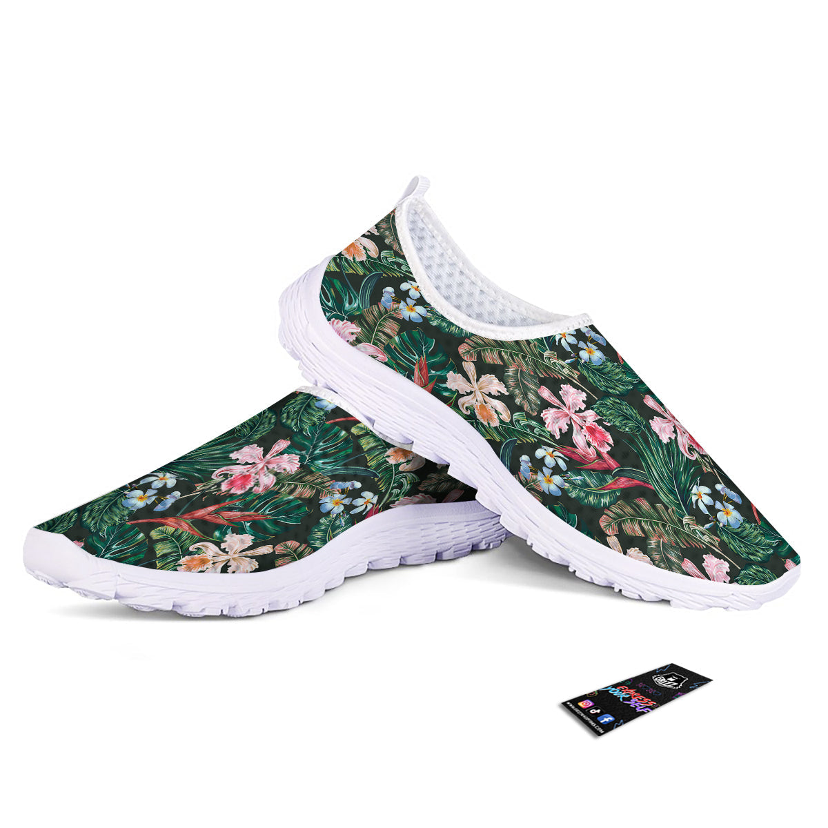 Flower Orchid Tropical Print Pattern Nurse Shoes-grizzshop