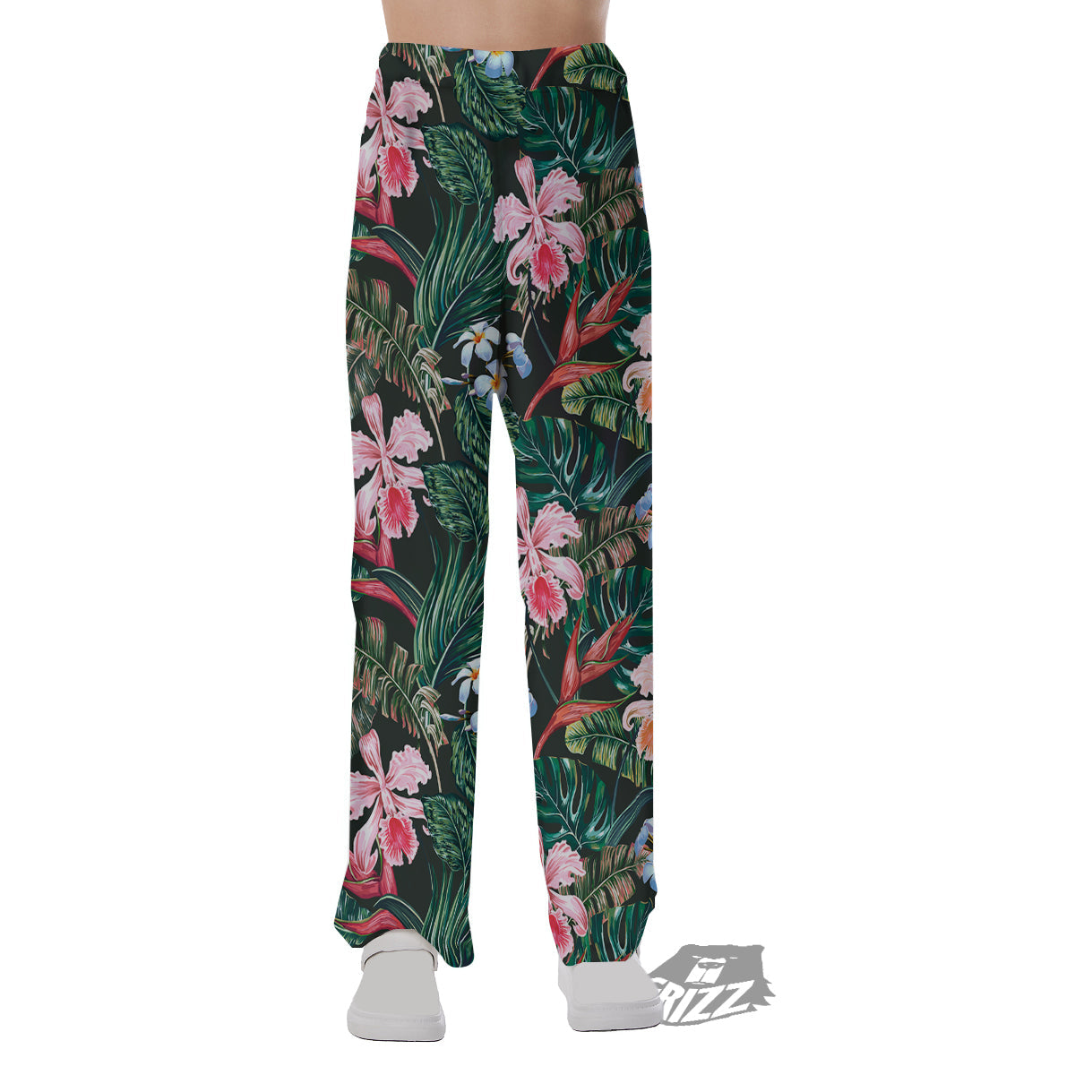 Flower Orchid Tropical Print Pattern Pajama Pants-grizzshop