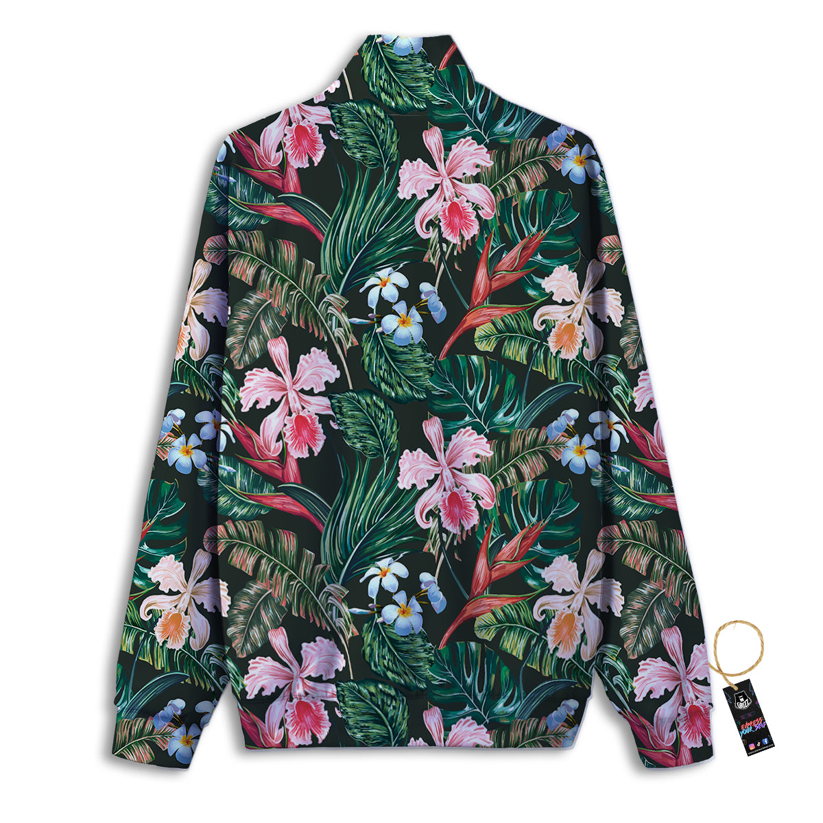 Flower Orchid Tropical Print Pattern Track Jacket-grizzshop