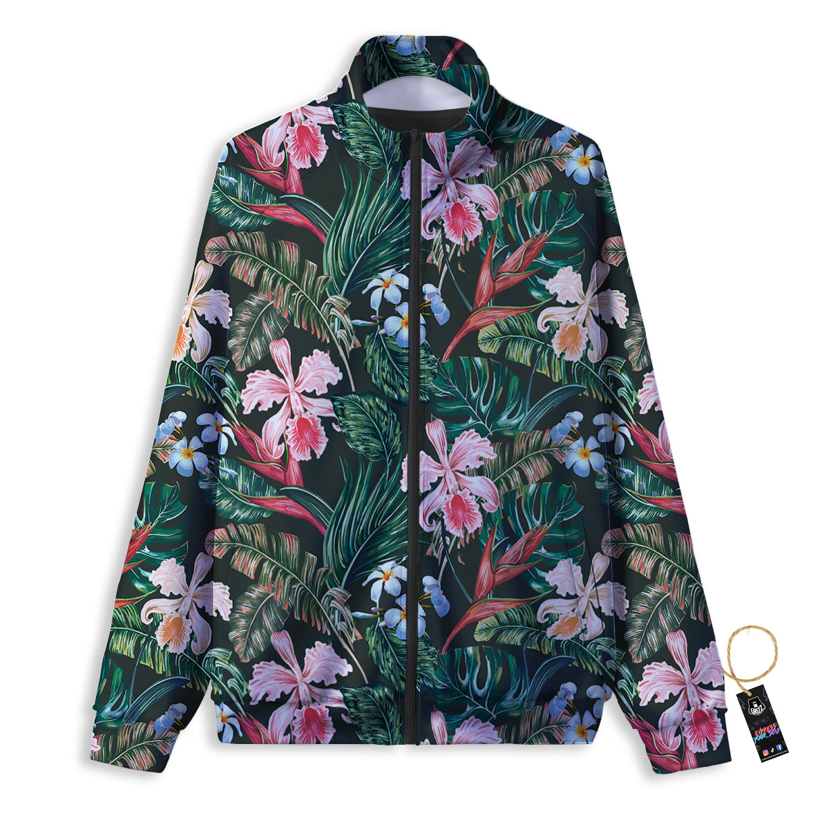 Flower Orchid Tropical Print Pattern Track Jacket-grizzshop