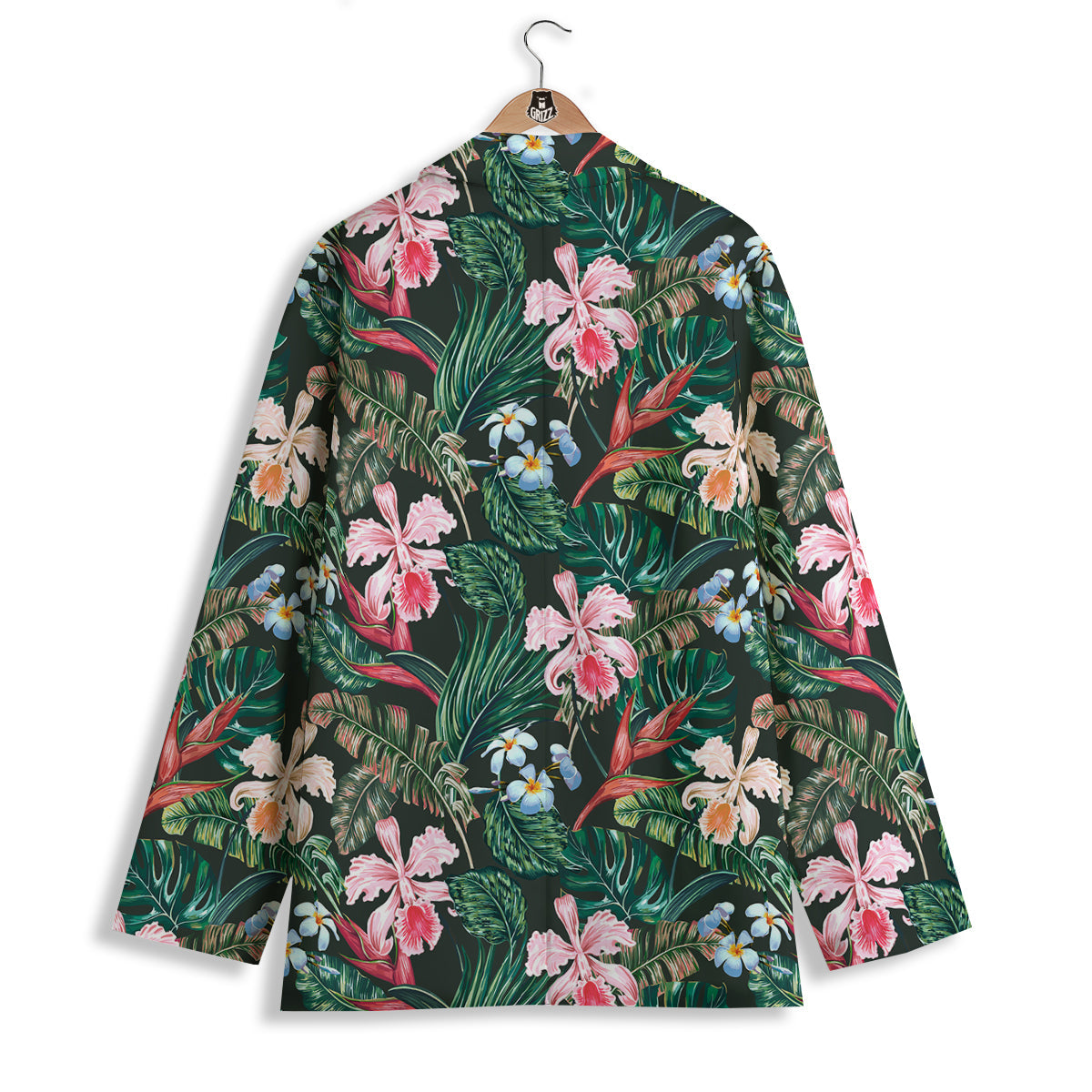 Flower Orchid Tropical Print Pattern Women's Blazer-grizzshop