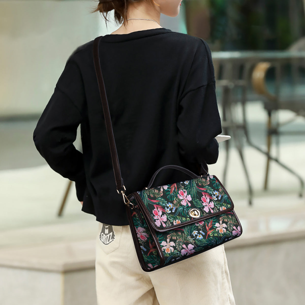 Flower Orchid Tropical Print Pattern Women's Satchel Bag-grizzshop