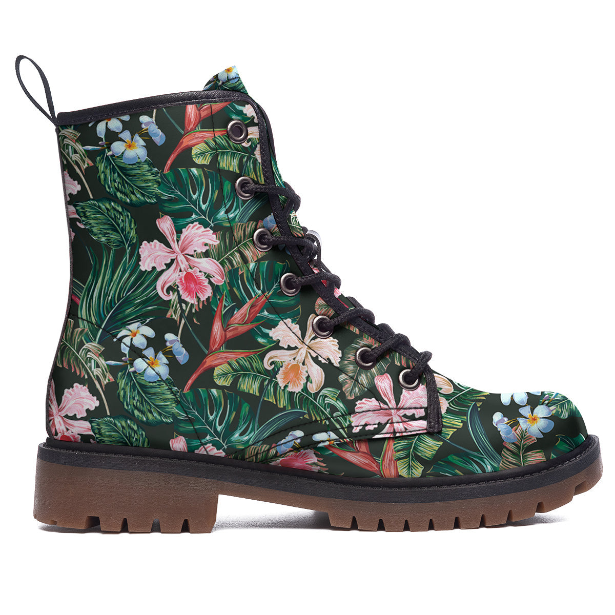 Flower Orchid Tropical Print Pattern Work Boots-grizzshop