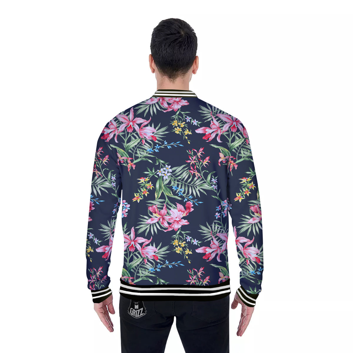 Flower Orchid Watercolor Print Pattern Baseball Jacket-grizzshop