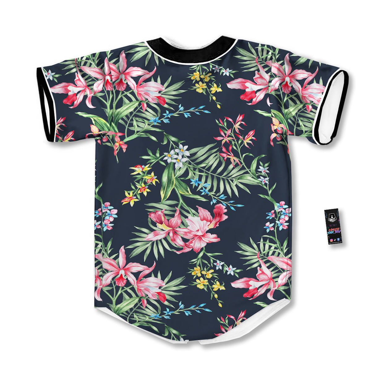 Flower Orchid Watercolor Print Pattern Baseball Jersey-grizzshop