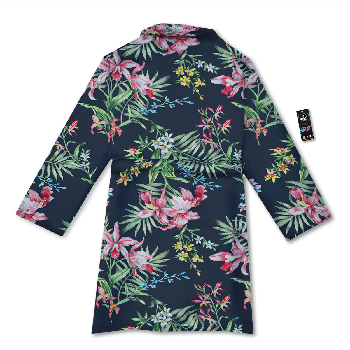 Flower Orchid Watercolor Print Pattern Bathrobe-grizzshop