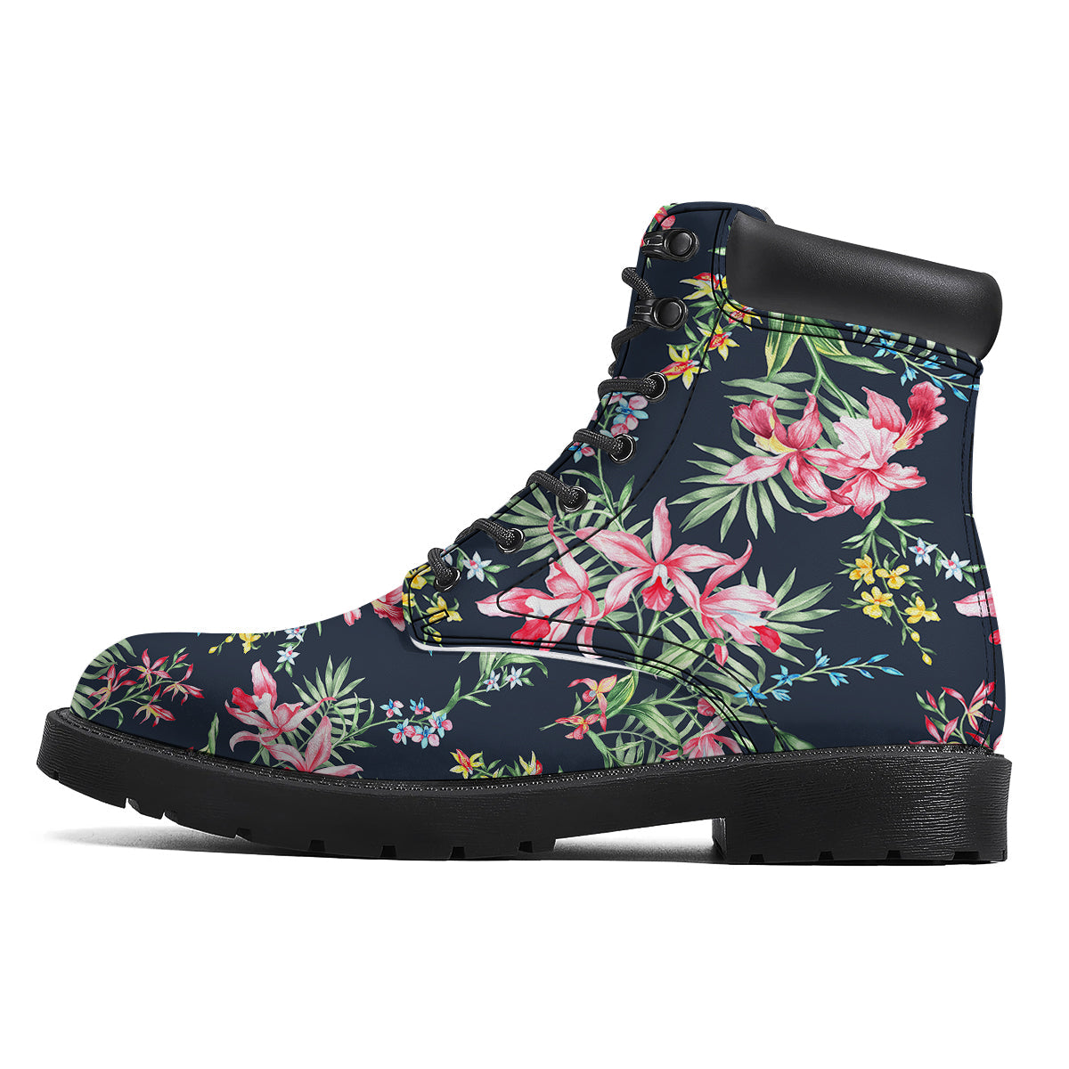 Flower Orchid Watercolor Print Pattern Boots-grizzshop