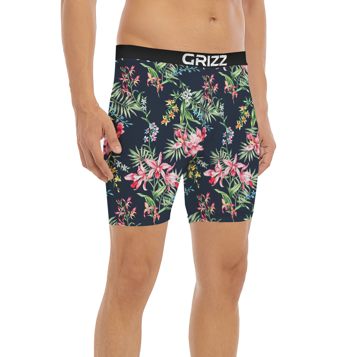 Flower Orchid Watercolor Print Pattern Boxer Briefs-grizzshop