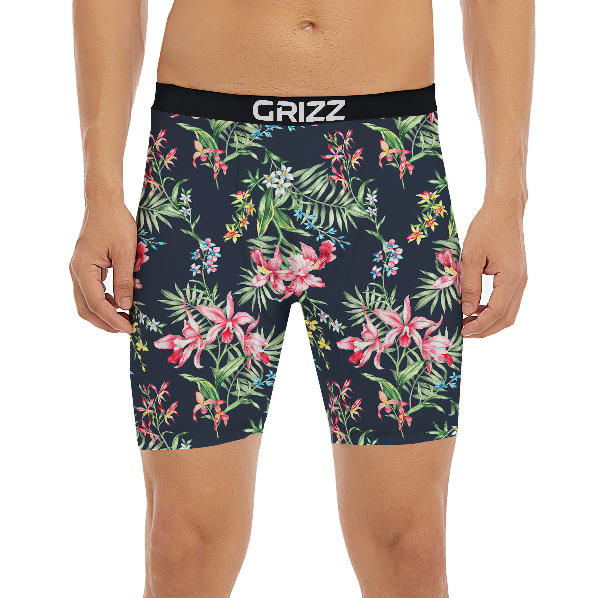 Flower Orchid Watercolor Print Pattern Boxer Briefs-grizzshop