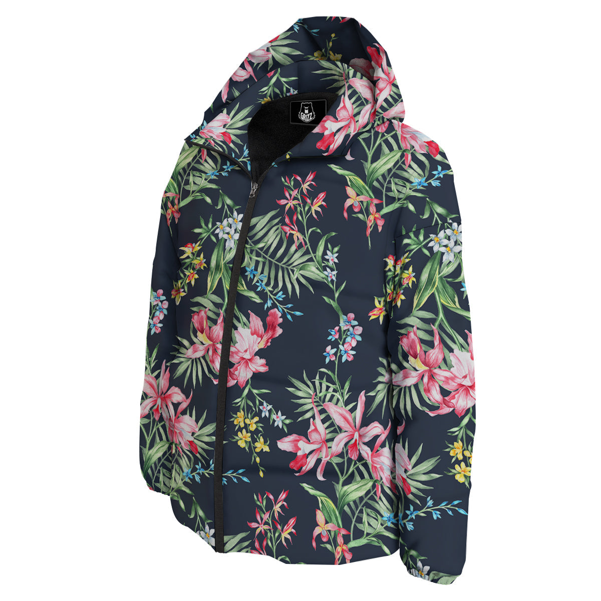 Flower Orchid Watercolor Print Pattern Down Jacket-grizzshop