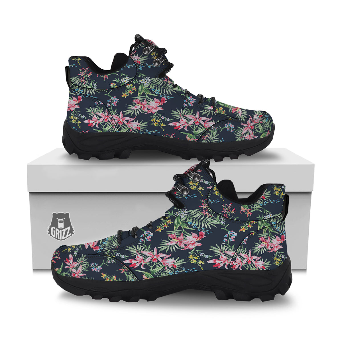 Flower Orchid Watercolor Print Pattern Hiking Shoes-grizzshop