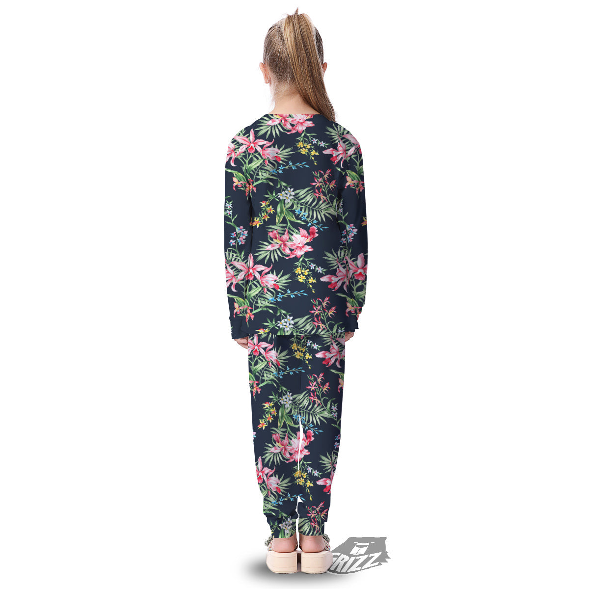 Flower Orchid Watercolor Print Pattern Kid's Pajamas-grizzshop
