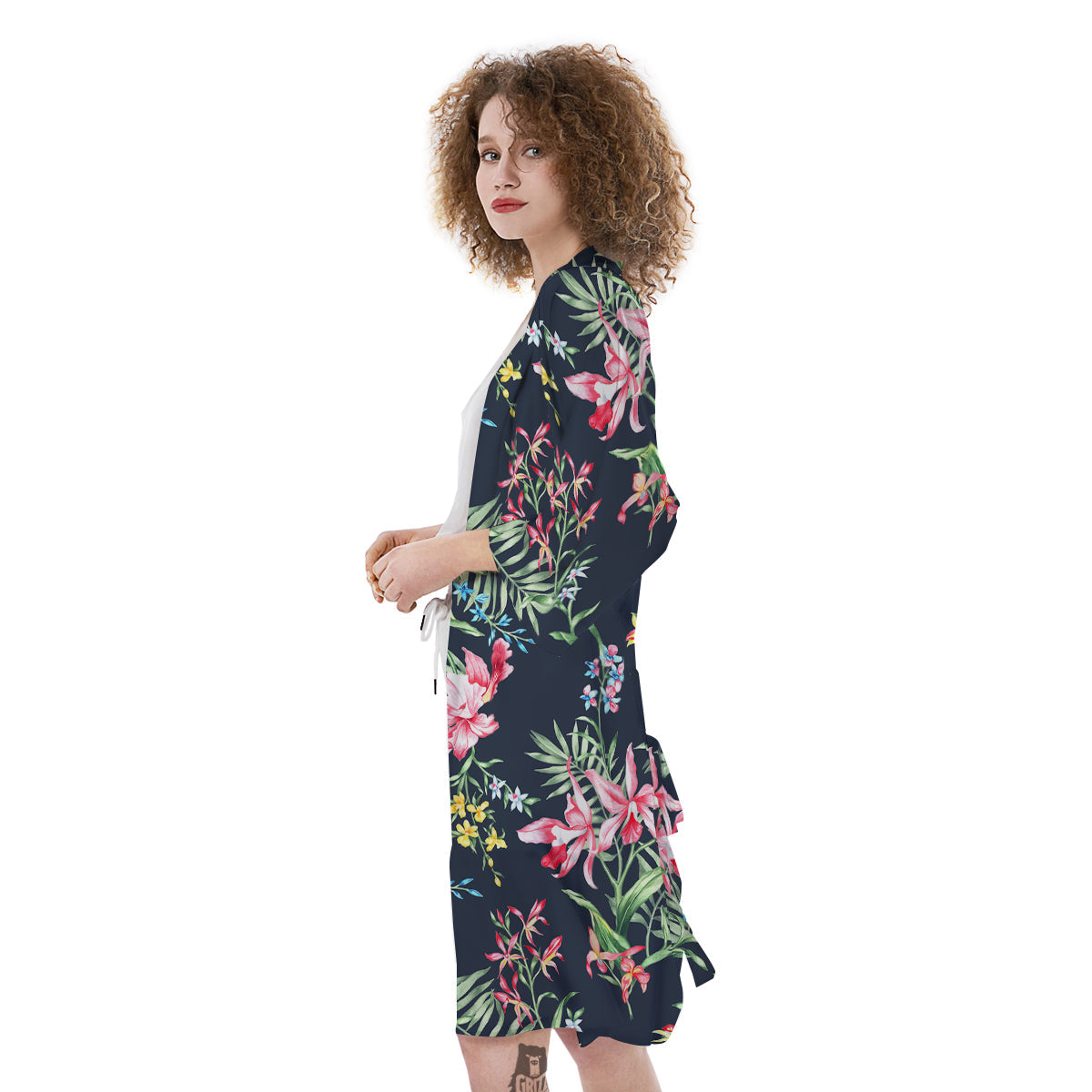 Flower Orchid Watercolor Print Pattern Kimono-grizzshop